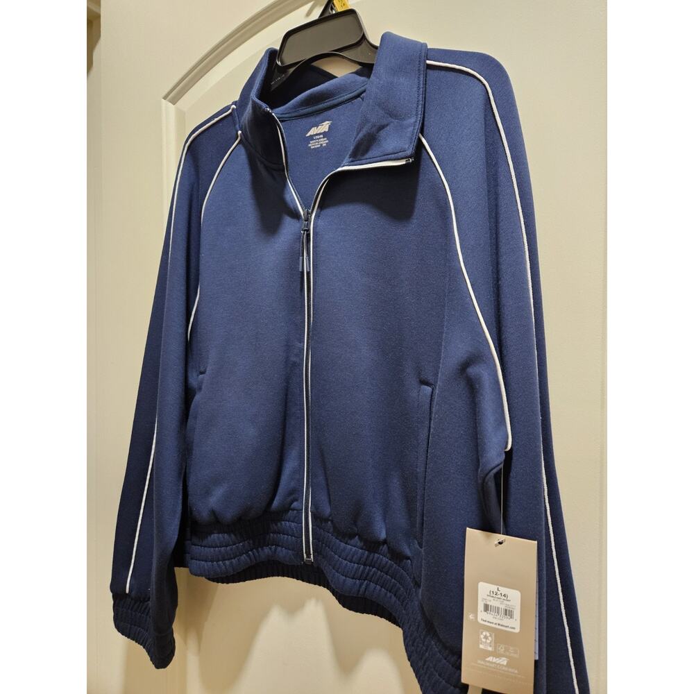 Avía Women's Double Knit Jacket Size L (12-14) Color Dark Blue Long Sleeve NWT - Picture 3 of 10